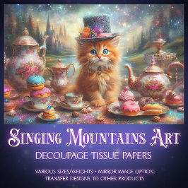 Whimsical Kitten Viktorianisch Tee Party Decoupage Seidenpapier