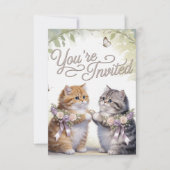 Whimsical Kitten Wedding Einladung (Vorderseite)