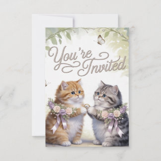 Whimsical Kitten Wedding Einladung