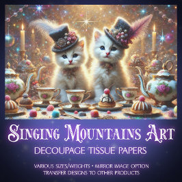 Whimsical Kittens Fantasy Tee Party Entdeckungsrei Seidenpapier