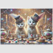 Whimsical Kittens Fantasy Tee Party Entdeckungsrei Seidenpapier (Vorderseite)