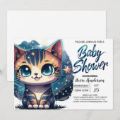 Whimsical Kitty Editable Baby Dusche Einladung (Vorne/Hinten)