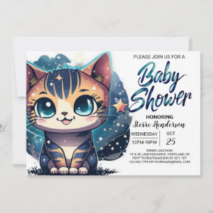 Whimsical Kitty Editable Baby Dusche Einladung