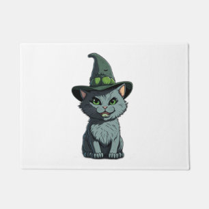 Whimsical Kitty Niedlich Gray Cat mit grünen Augen Fußmatte