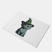 Whimsical Kitty Niedlich Gray Cat mit grünen Augen Fußmatte (Schrägansicht)