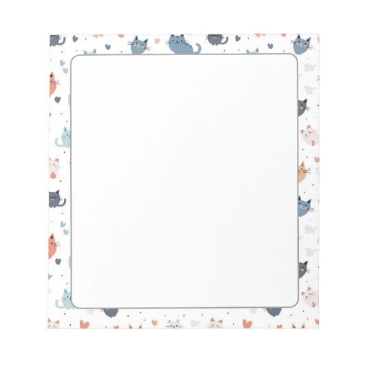 Whimsical Kitty Stationery Niedlich Cat Pattern Notizblock (Vorderseite)