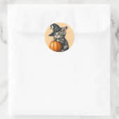 Whimsical Kitty Witch, Halloween Kitten Witch, Runder Aufkleber (Tasche)