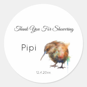 Whimsical Kiwi-Vogel-Baby-Party   Süße Pipi Runder Aufkleber