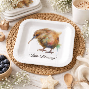 Whimsical Kiwi-Vogel-Baby-Party Sweet Pipi Pappteller