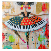Whimsical Klaviertasten Musik Ballerina