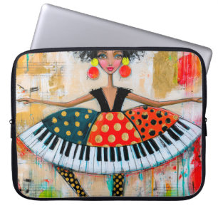 Whimsical Klaviertasten Musik Ballerina Laptopschutzhülle