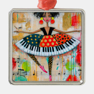 Whimsical Klaviertasten Musik Ballerina Ornament Aus Metall