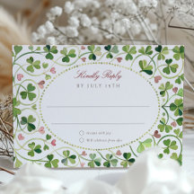 Whimsical Kleeblatt & Hearts Wedding RSVP Card
