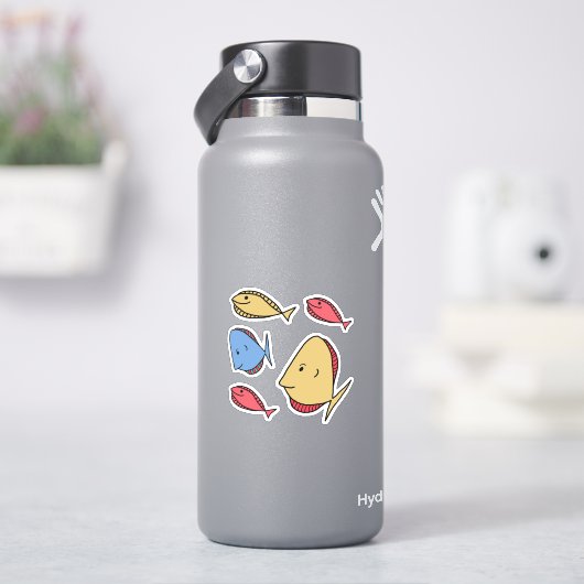 Whimsical Kleine Fische rot-gelb Aufkleber (HydroFlask)