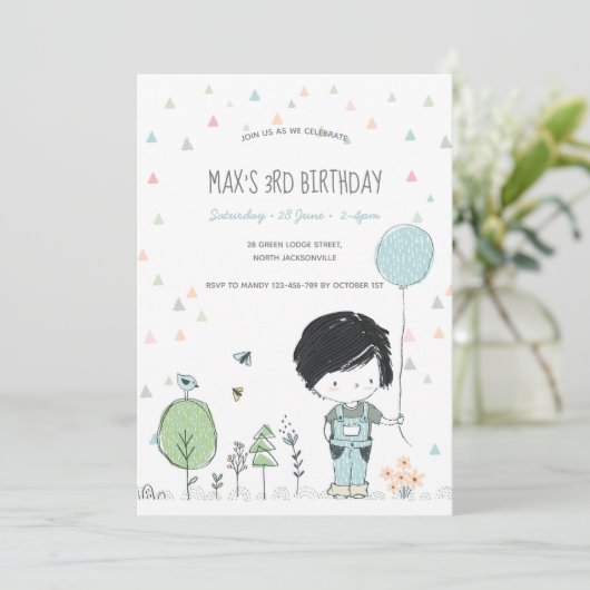 Whimsical Kleinkind-Kindergeburtstag Einladung (Stehend Vorderseite)