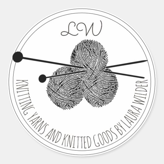 Whimsical Knitter Runder Aufkleber (Vorderseite)
