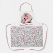 Whimsical Königin der Küche Pink Flamingo Schürze (Vorderseite)