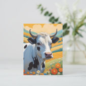 Whimsical Kuh farbenfroh lebhafte Hügel Postkarte (Stehend Vorderseite)