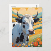 Whimsical Kuh farbenfroh lebhafte Hügel Postkarte (Vorne/Hinten)