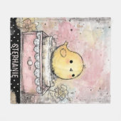 Whimsical-Küken-Blumen-Aquarell-Kunst Fleecedecke (Vorderseite (Horizontal))