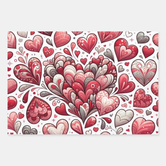 Whimsical Künstlerisch Extravagant Grau und Roter  Geschenkpapier Set (Vorderseite 2)