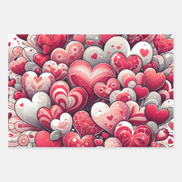 Whimsical Künstlerisch Extravagant Grau und Roter Geschenkpapier Set