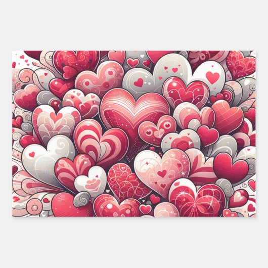 Whimsical Künstlerisch Extravagant Grau und Roter  Geschenkpapier Set (Vorderseite)