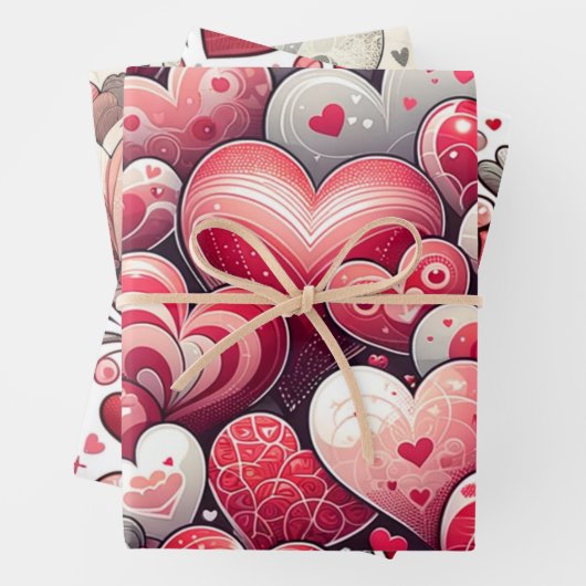 Whimsical Künstlerisch Extravagant Grau und Roter  Geschenkpapier Set (Beispiel)