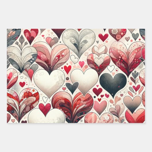 Whimsical Künstlerisch Extravagant Grau und Roter  Geschenkpapier Set (Vorderseite 3)