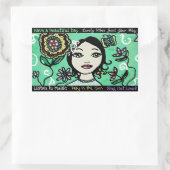 Whimsical Künstlerisch Girl Blume und farbenfroh Rechteckiger Aufkleber (Tasche)