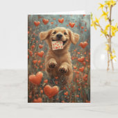 Whimsical Labrador Retriever in Heart Blume Karte (Gelbe Blume)