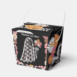 Whimsical Lace Ghost Illustration mit floral Geschenkschachtel