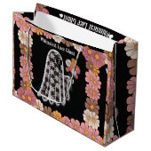 Whimsical Lace Ghost Illustration mit floral Große Geschenktüte (Vorderseite Schrägansicht)