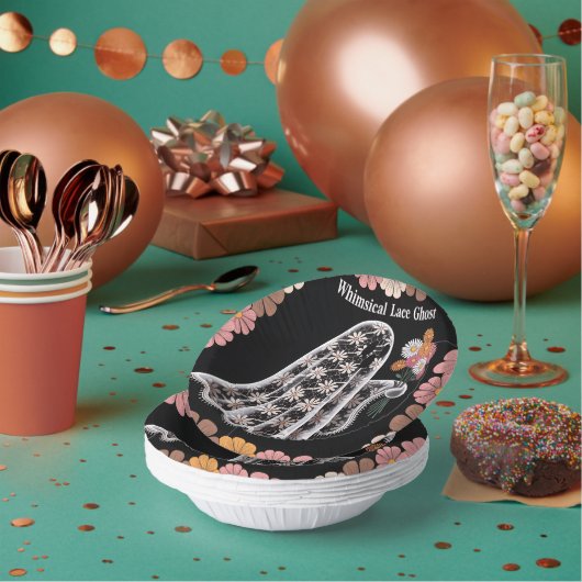 Whimsical Lace Ghost Illustration mit floral Pappteller (Multi)