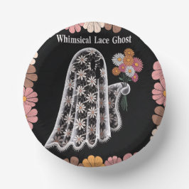 Whimsical Lace Ghost Illustration mit floral Pappteller