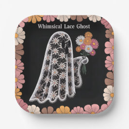 Whimsical Lace Ghost Illustration mit floral Pappteller