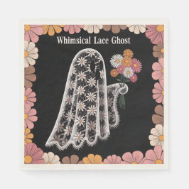 Whimsical Lace Ghost Illustration mit floral Serviette