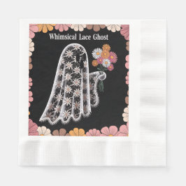 Whimsical Lace Ghost Illustration mit floral Serviette