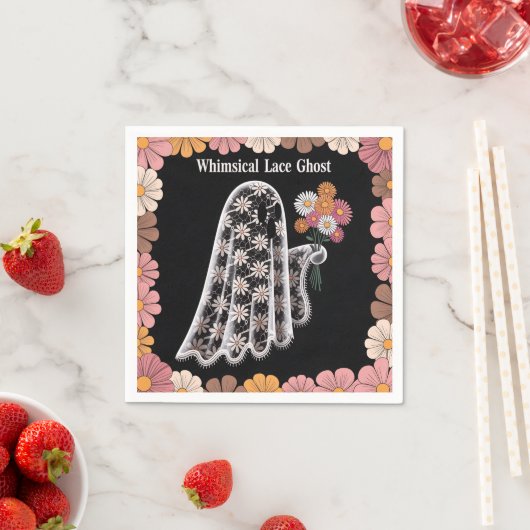 Whimsical Lace Ghost Illustration mit floral Serviette (Beispiel)