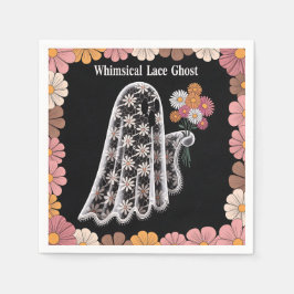 Whimsical Lace Ghost Illustration mit floral Serviette