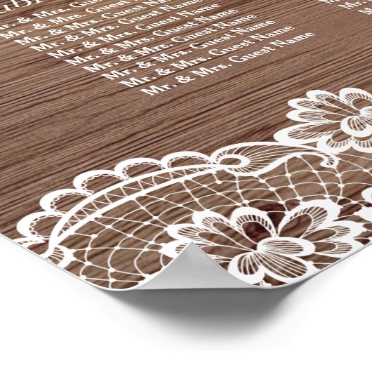 Whimsical Lace Old Barn Wedding Chart Poster (Ecke)