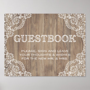 Whimsical Lace Old Barn Wedding Gästebuch Zeichen