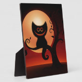 Whimsical lächelnd schwarze Katze Fotoplatte (Seite)