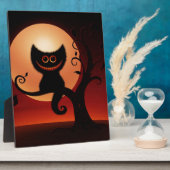 Whimsical lächelnd schwarze Katze Fotoplatte (Seite)