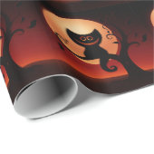 Whimsical lächelnd schwarze Katze Geschenkpapier (Rolleneckpunkt)