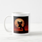 Whimsical lächelnd schwarze Katze Kaffeetasse (Links)