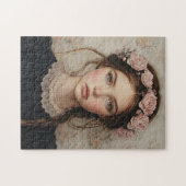 Whimsical Lady in einer Blume Crown Portrait Puzzle (Horizontal)