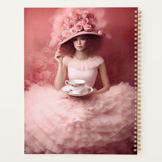 Whimsical Lady in Pink mit Teacup Planer (Rückseite)