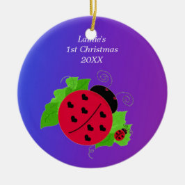 Whimsical Ladybug Baby's 1. Weihnachten Keramikornament