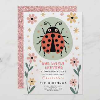 Whimsical Ladybug Birthday Einladung
